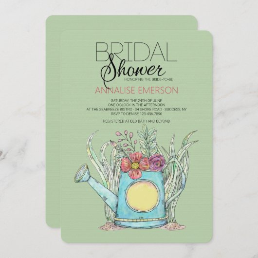 Spring Watering Can Vrijgezellenfeest Kaart (Voorkant / Achterkant)