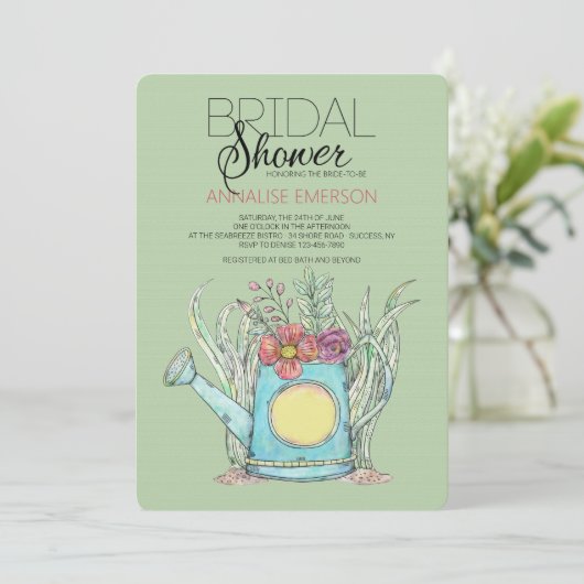 Spring Watering Can Vrijgezellenfeest Kaart (Staand voorkant)