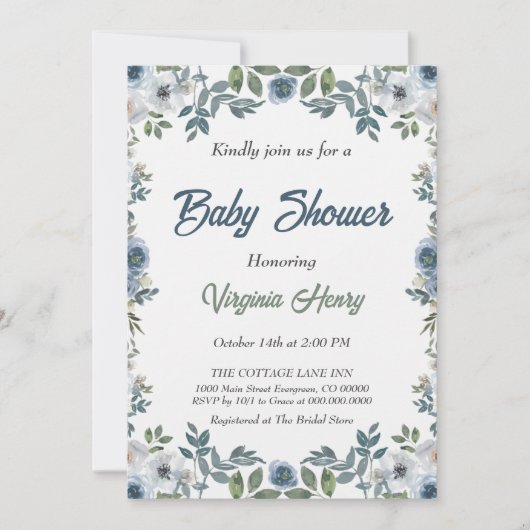 Spring Waterverf Baby shower Kaart (Voorkant)