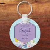 Spring Waterverf Bloemen Bijbelvers gepersonalisee Sleutelhanger (Voorkant)