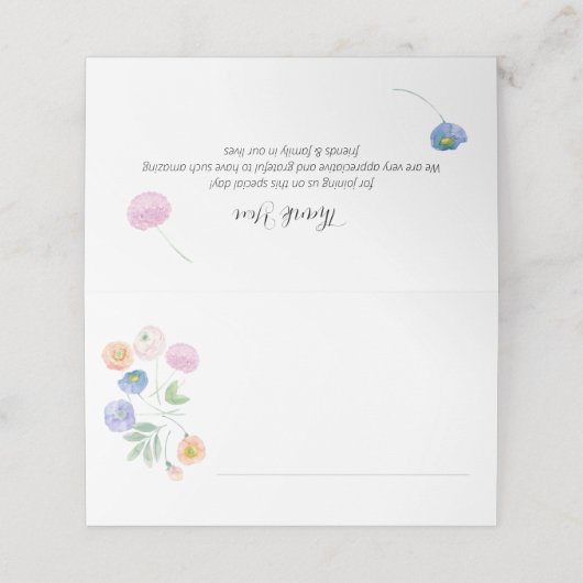 Spring Waterverf Bloemen Trouwplaats Kaarten Plaatskaartje (Buitenkant ongevouwen)