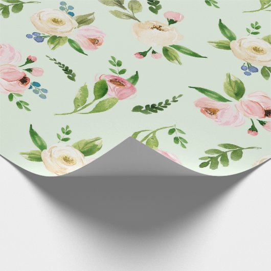 Spring waterverf bloemenbruiloft inpakpapier (Hoek)