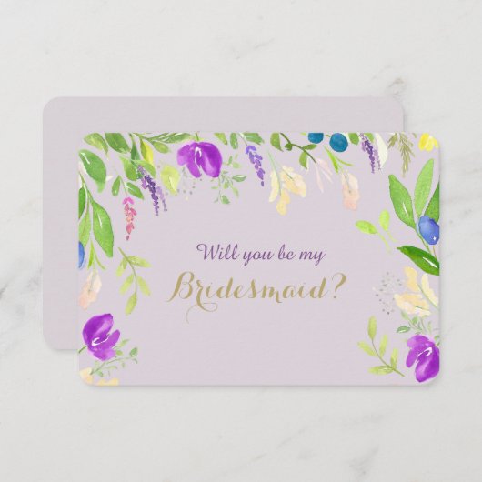 Spring Waterverf Bloemenorchidee Bruidsmeisje Kaart (Voorkant / Achterkant)