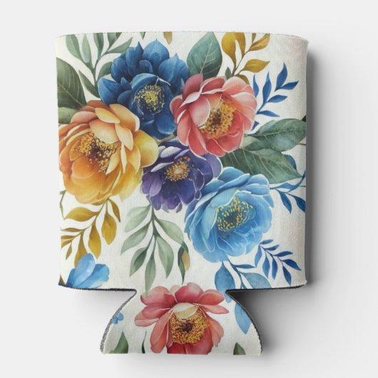 Spring Waterverf Bloemenprint Blikjeskoeler (Achterkant)