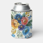 Spring Waterverf Bloemenprint Blikjeskoeler (Blikje Achterkant)