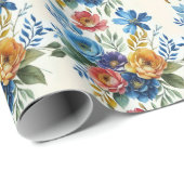 Spring Waterverf Bloemenprint Cadeaupapier (Rol Hoek)