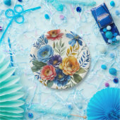 Spring Waterverf Bloemenprint Papieren Bordje (Feest)