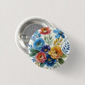 Spring Waterverf Bloemenprint Ronde Button 3,2 Cm (Voorkant /achterkant)