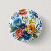 Spring Waterverf Bloemenprint Ronde Button 3,2 Cm (Voorkant)