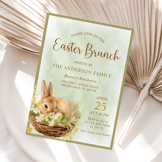 Spring Waterverf Bunny Easter Brunch Kaart