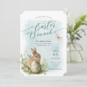 Spring Waterverf Bunny Paasbrunch Uitnodiging (Staand voorkant)