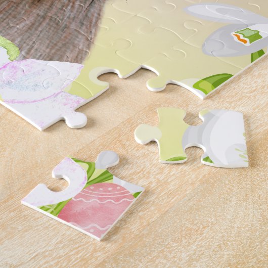 Spring Waterverf Bunny Rabbit Flowers Puzzle Legpuzzel (Zijkant)