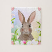 Spring Waterverf Bunny Rabbit Flowers Puzzle Legpuzzel (Verticaal)