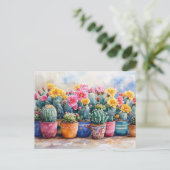 Spring Waterverf Cactus en bloemen Briefkaart (Staand voorkant)