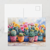Spring Waterverf Cactus en bloemen Briefkaart (Voorkant / Achterkant)
