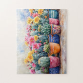 Spring Waterverf Cactus en bloemen Legpuzzel (Verticaal)