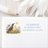 Spring Waterverf Californië Quail retour adres Etiket (Insitu)