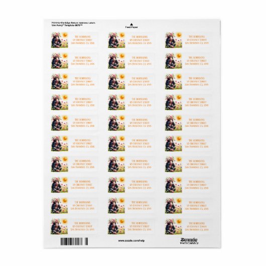 Spring Waterverf chimpansee retouradres Etiket (Full Sheet)