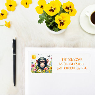 Spring Waterverf chimpansee retouradres Etiket