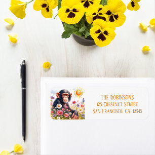 Spring Waterverf chimpansee retouradres Etiket