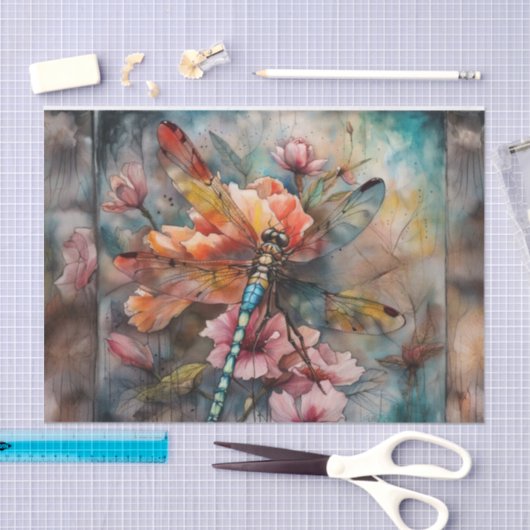 Spring Waterverf Dragonfly Decoupage Papier (Craft)