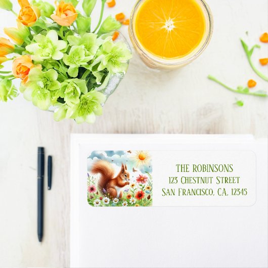 Spring Waterverf Eekhoorn retouradres Etiket