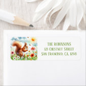 Spring Waterverf Eekhoorn retouradres Etiket (Insitu)