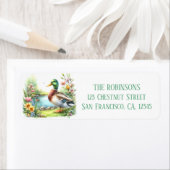 Spring Waterverf eend retouradres Etiket (Insitu)