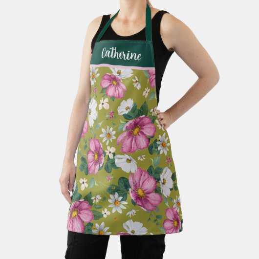 Spring waterverf floraal gepersonaliseerd Schort (Insitu)