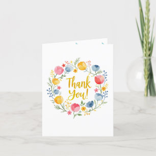 Spring Waterverf Floral Baby shower Dank u auto Bedankkaart