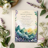 Spring Waterverf Floral Elegant Mountains Wedding Kaart