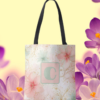 Spring Waterverf Floral Garden Tote Bag