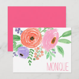 Spring Waterverf Floral gepersonaliseerd Notitiekaartje