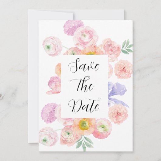 Spring Waterverf Floral Save the Date Kaart (Voorkant)