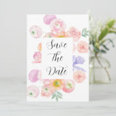 Spring Waterverf Floral Save the Date Kaart (Staand voorkant)