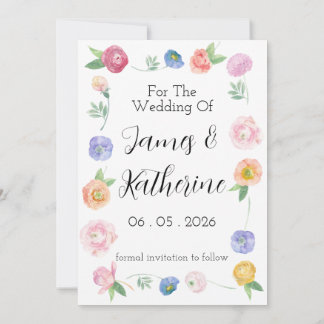 Spring Waterverf Floral Save the Date Kaart