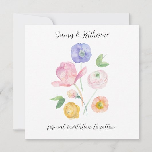 Spring Waterverf Floral Save the Date Kaart (Achterkant)