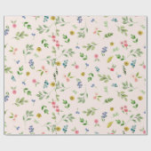 Spring Waterverf Floral Wedding Wrapping Paper Cadeaupapier (Vlak)
