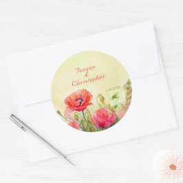 Spring Waterverf Flower Boho Wedding Ronde Sticker
