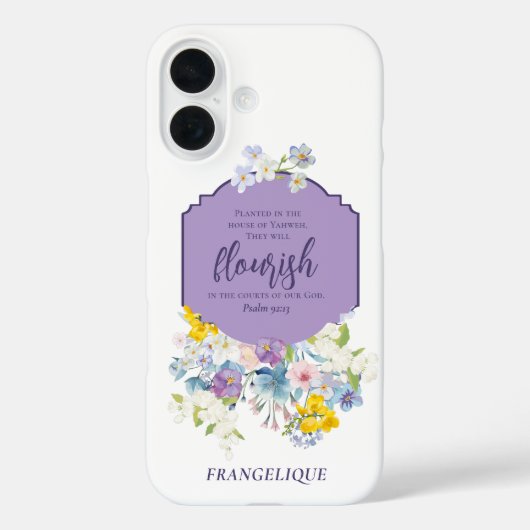 Spring Waterverf Flowers Bijbelvers gepersonalisee Case-Mate iPhone Case (Achterkant)