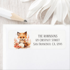 Spring Waterverf Fox - retouradres Etiket