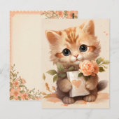 Spring Waterverf Kitten met een letter - Briefkaart (Voorkant / Achterkant)