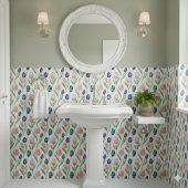 Spring Waterverf Navy Pink Tulip Pattern Tegeltje