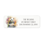 Spring Waterverf Panda Flowers Retouradres Etiket (Voorkant)
