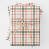 Spring Waterverf Pastel Perzik Groen Plaid Inpakpapier Vel (In situ)