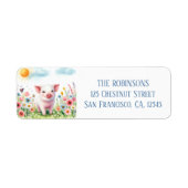 Spring Waterverf Pig Retouradres Etiket (Voorkant)