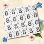 Spring Waterverf Pinguïns met Bloemen in Wit Fleece Deken