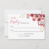 Spring Waterverf Poppy Red Flowers Wedding Reply RSVP Kaartje (Voorkant)