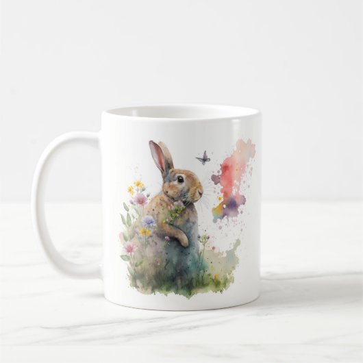 Spring Waterverf Rabbit Koffiemok (Links)