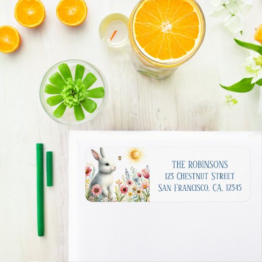 Spring Waterverf Rabbit Retouradres Etiket